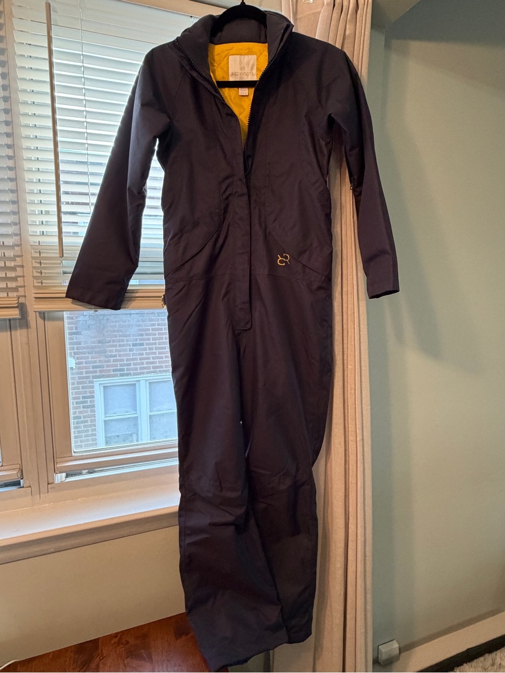 Redingote 4.0 Equestrian Winter Insulated Hooded Jumpsuit Navy Yellow XXS Short